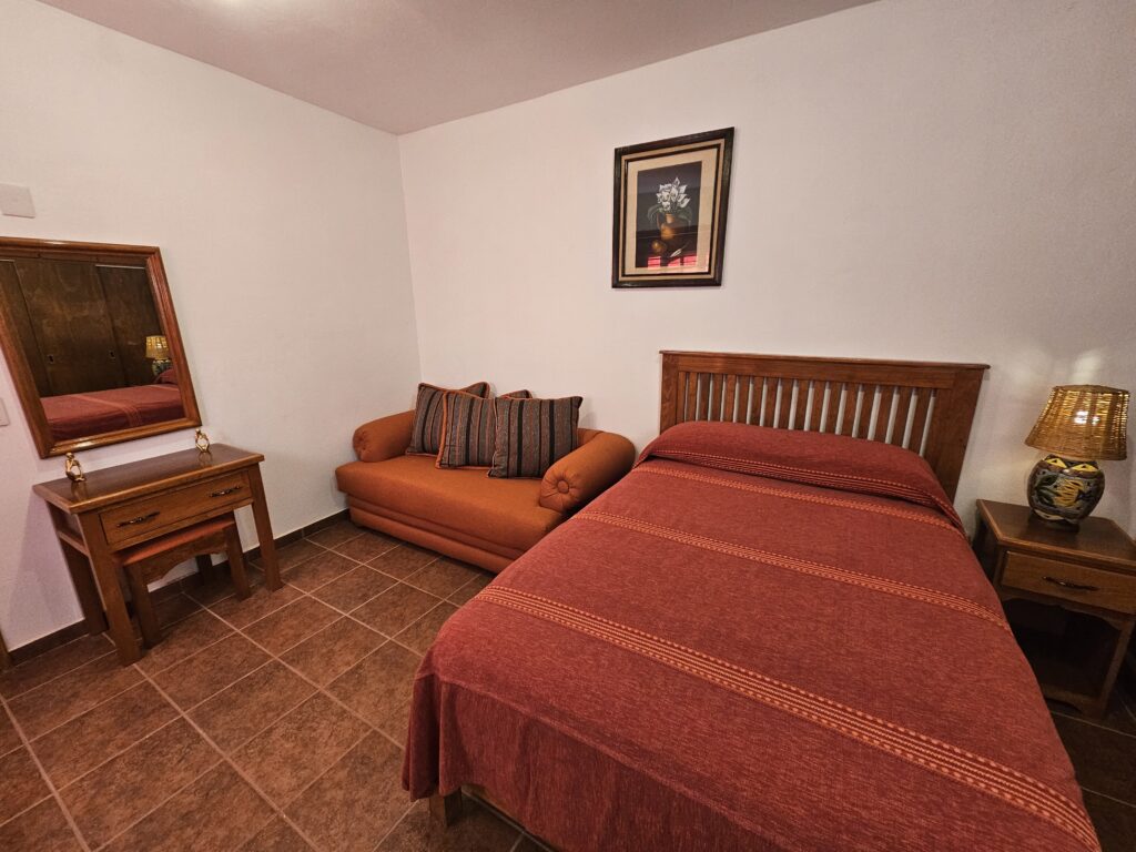 The front of the fully furnished cozy bedroom